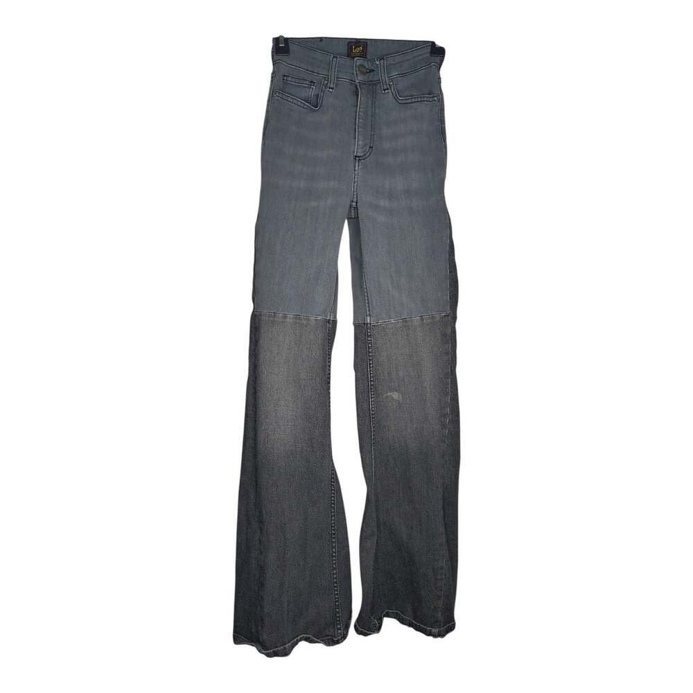 LEE Janet Flare Jeans High-Waist Two-Tone Denim Wide Leg Gray Black 25